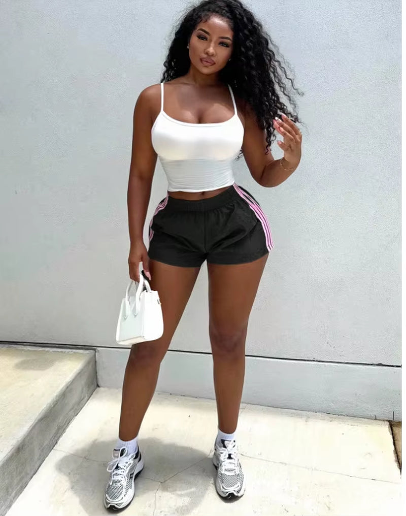 Women'S Athletic Shorts Women'S Casual Quick Dry Sport Shorts Pink Side Striped Loose Workout Shorts for Gym