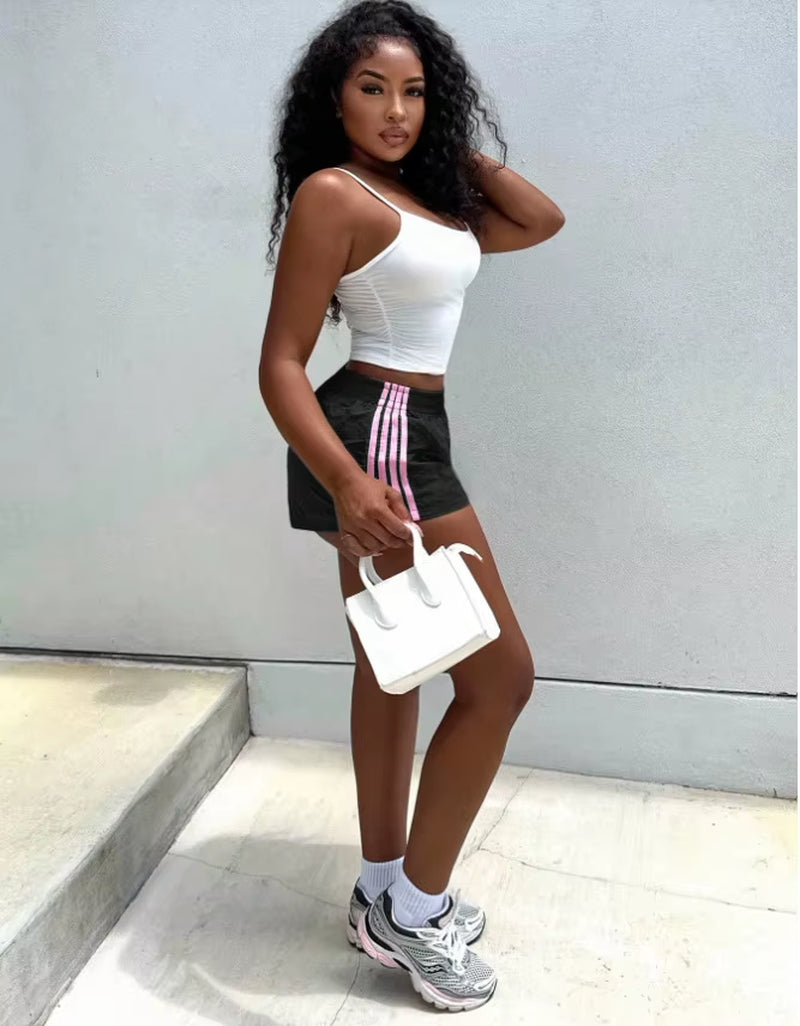 Women'S Athletic Shorts Women'S Casual Quick Dry Sport Shorts Pink Side Striped Loose Workout Shorts for Gym