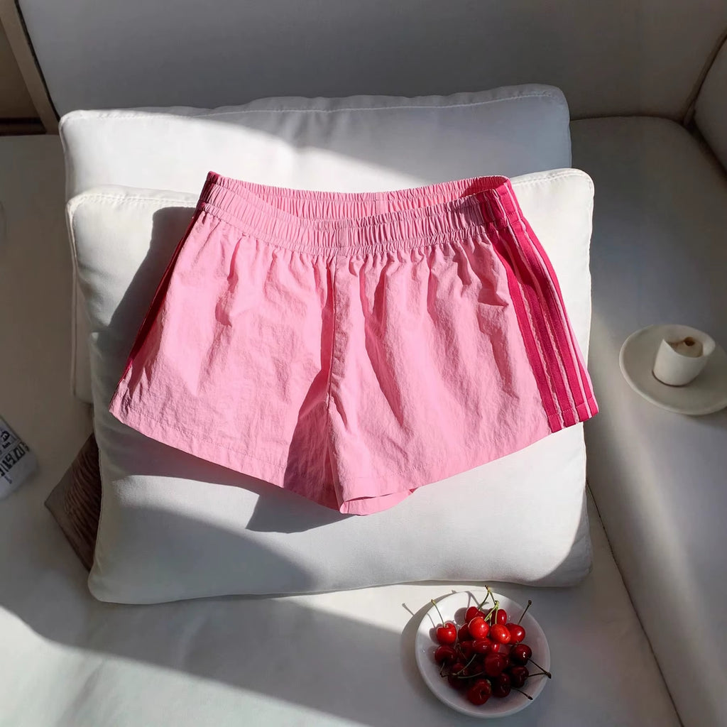 Women'S Athletic Shorts Women'S Casual Quick Dry Sport Shorts Pink Side Striped Loose Workout Shorts for Gym